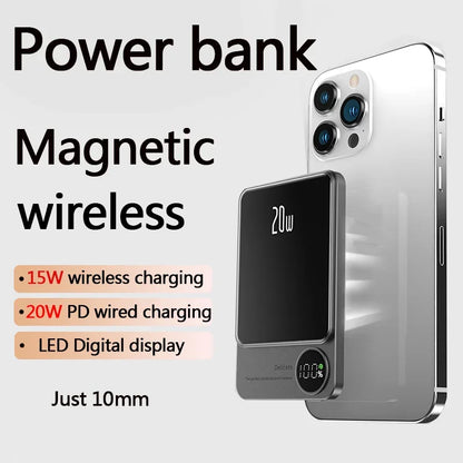 30000Mah Alloy Macsafe Powerbank Magnetic Power Bank Wireless Fast Charger for Iphone 15 14 13 12 11 Backup Battery for Magsafe